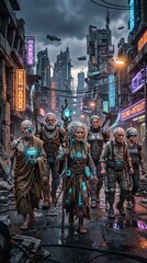 Fototapeta premium Personaggio Futuristico Anziano Cyborg – Ritratto Sci‑Fi