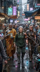 Fototapeta premium Personaggio Futuristico Anziano Cyborg – Ritratto Sci‑Fi