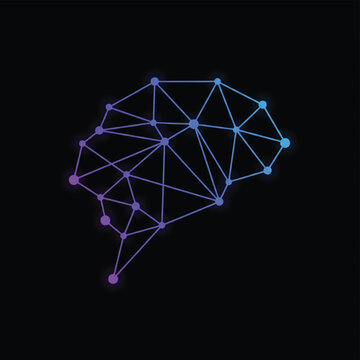 Neural network diagram with glowing blue and purple node connections on a dark background, representing data and AI structure