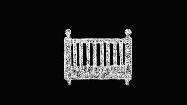 Sketch baby crib icon animation - smooth progressive reveal