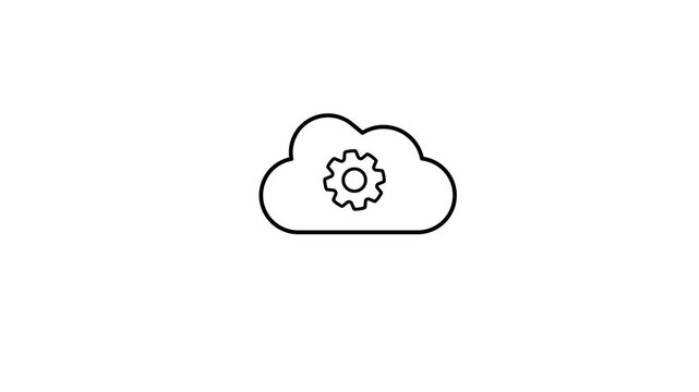 Modern cloud computing gears icon animation representing data processing automation technology workflow digital infrastructure system integration concept efficient scalable solution