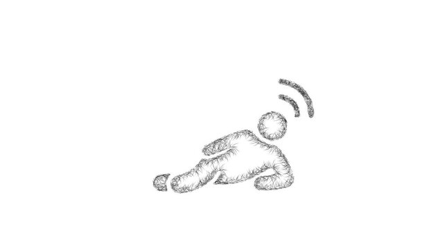 Sketch fall detection icon animation - smooth progressive reveal