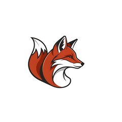 Obraz premium Stylized red fox head and body in profile view with intense eyes