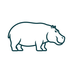 Obraz premium Graceful outline sketch of a hippo in profile view