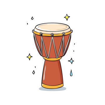 Traditional Djembe Drum with Festive Sparkles and Stars
