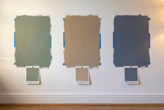 Paint Color Samples Testing on Wall for Interior Design Renovation