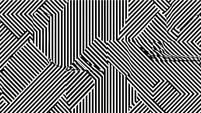 Abstract black and white geometric lines seamless pattern. Abstract graphic pattern featuring black and white lines creating a seamless geometric background