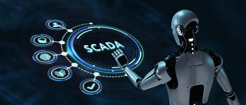 System Supervisory Control And Data Acquisition technology concept. SCADA. 3d illustration