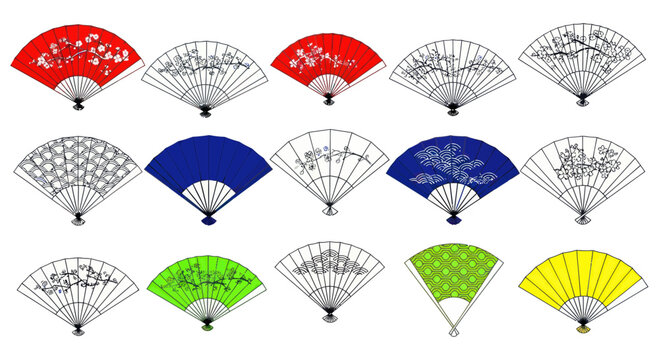 Collection of Decorative Japanese Handheld Fans