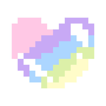 pixel art of heart shaped bubble