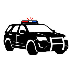 Police SUV with flashing red and blue lights, law enforcement vehicle illustration © rokok
