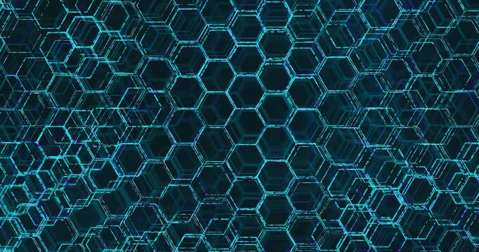 Neon technology texture based on hexagon cyberpunk structure