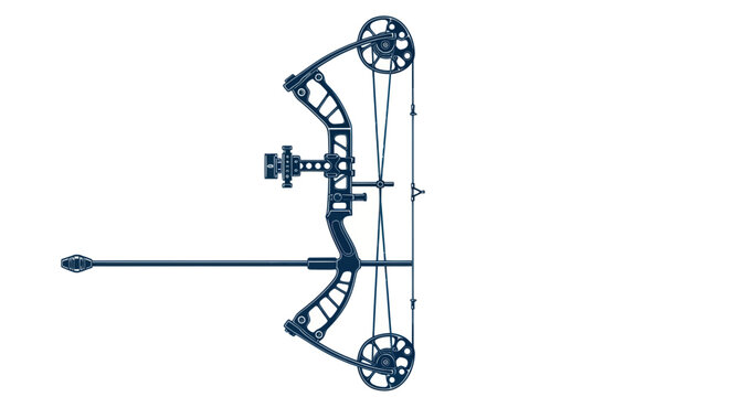 Modern Compound Bow with Arrow Rest, Isolated on White Background