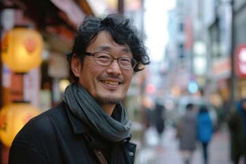 Obraz premium Japan writer portrait glasses adult.