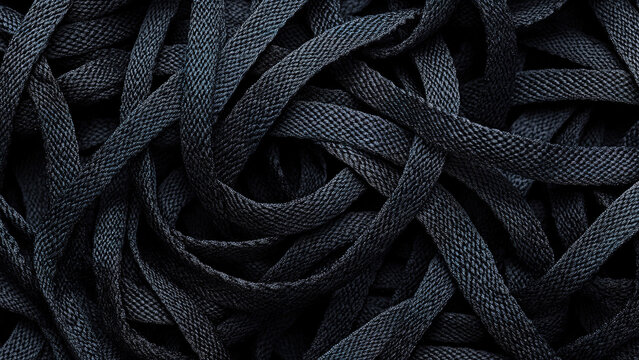 Black shoelace tangled wave texture 