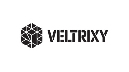 Fototapeta premium Veltrixy Geometric Emblem - Sharp Minimalist Vector Logo on White Background for Professional Business Branding