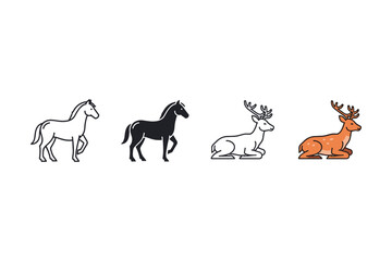 Fototapeta premium Horse and Deer Icons