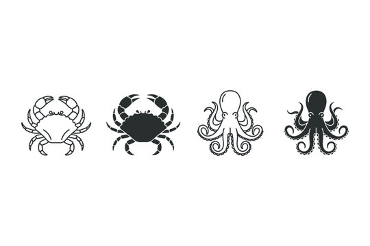 Crab and Octopus Icons