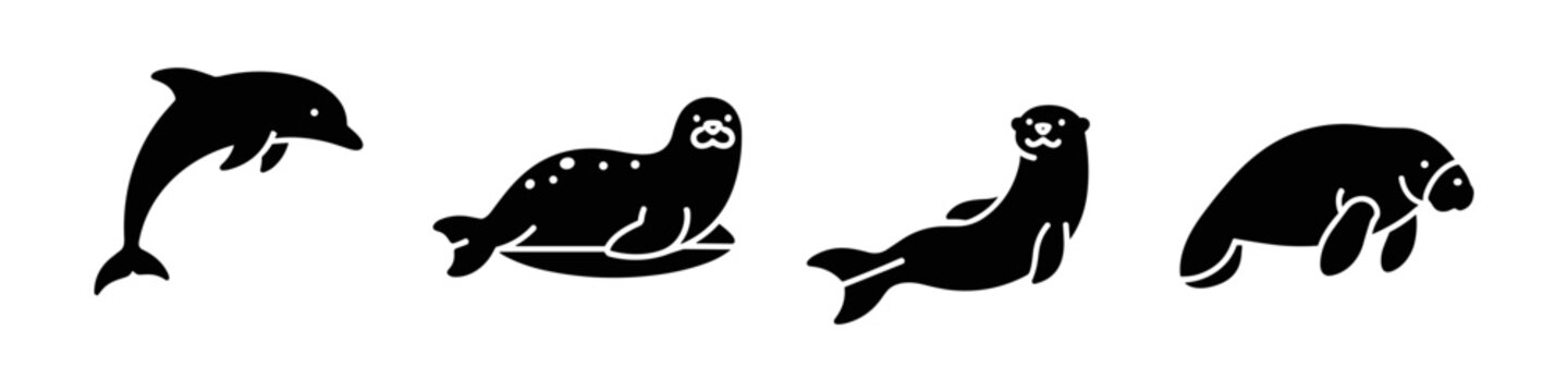 Marine Mammal Silhouettes Collection