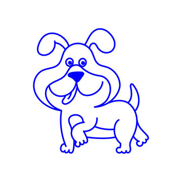 Vector logo design template and graphic element for advertising, branding, posters and banners, funny cartoon dog  illustration with smiling character and mascot