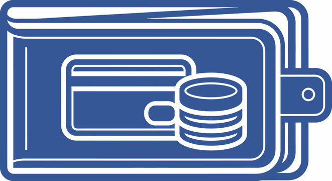 Illustration depicting wallet, credit card, and digital database concept in clean visual style