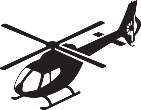 Black helicopter icon, helicopter silhouette, aircraft symbol, aviation logo, vector graphic