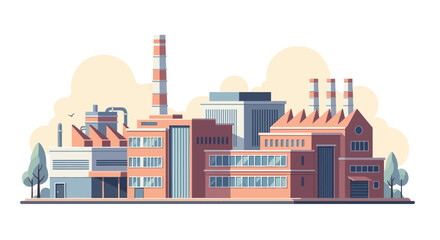 Obraz premium Industrial factory illustration depicting environmental impact, clean design, and modern