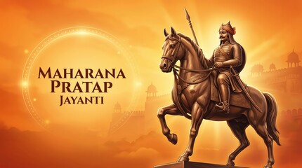 Fototapeta premium Maharana Pratap Jayanti celebration background.
