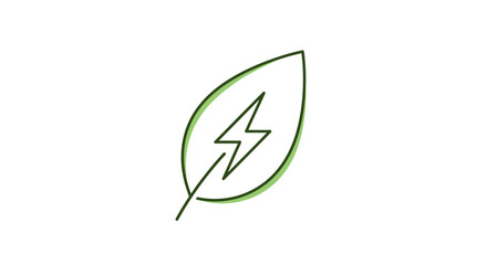 Obraz premium Green leaf with lightning bolt.