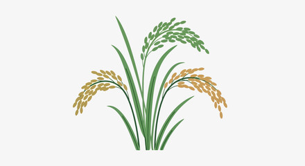 Fototapeta premium Stylized illustration of rice plant with vibrant colors on a white background design