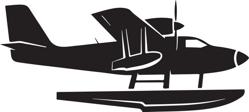 Seaplane, airplane, floatplane, vector, black, silhouette, aircraft, transportation, travel