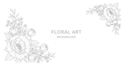Obraz premium Elegant Floral Art Background with Delicate Peony and Rose Illustrations