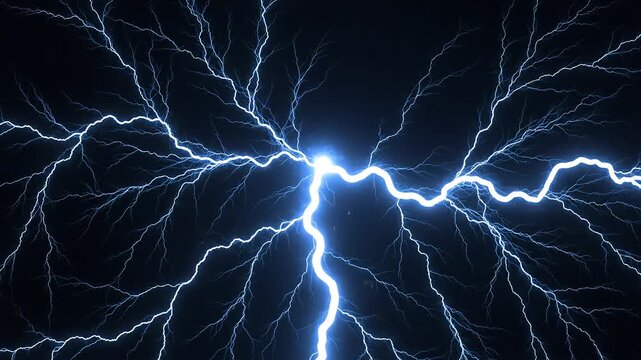 Bright Blue Electrical Discharge Lightning Strike Energy.