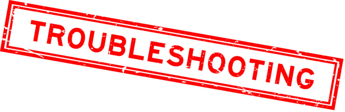 Grunge red troubleshooting word square rubber seal stamp on white background