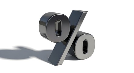 Obraz premium A 3D rendering of a percent sign with a zero on one side and a shadow on a white background