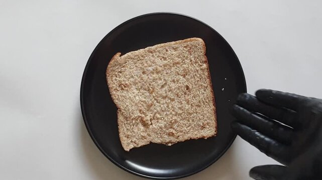 Plain Bread on Plate Flat Lay Close-Up