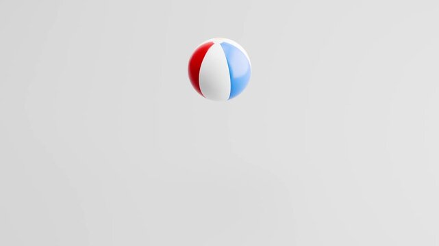 Beach Ball Bouncing on Gray Background, Seamless Loop 3D Animation