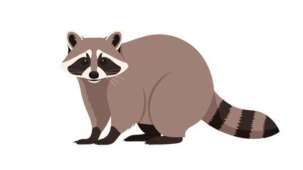 Naklejka premium Detailed illustration of a wild raccoon standing on all four legs looking forward against a clean white background in a realistic vector style.