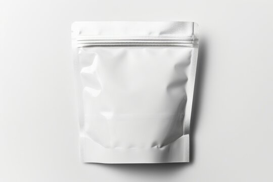 Ziplock doypack white white background monochrome.