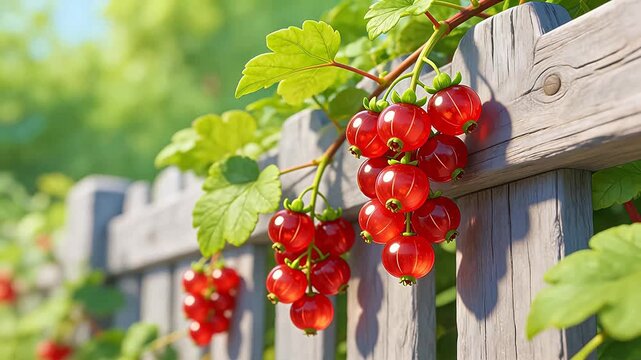 Red berries on wooden fence