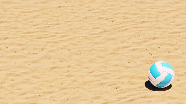 Beach Volley Ball Rolling Left to Right and Right to Left, on Sand Background with Copy Space, 3D Animation