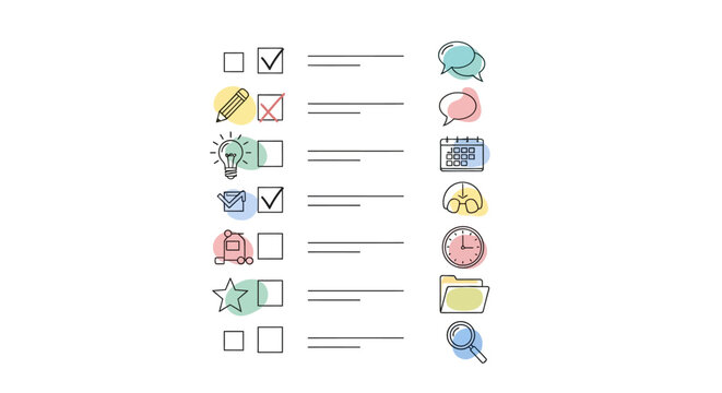 Colorful Checkmark and Icon Buttons.