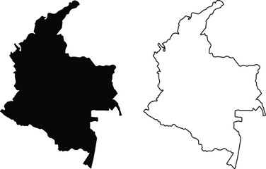 Obraz premium Colombia Map Silhouette and Outline South America Vector Illustration