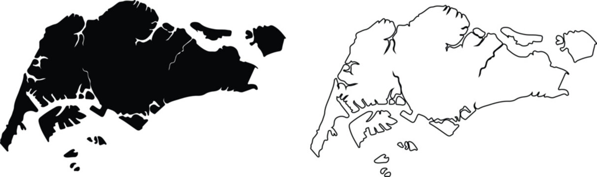 Cuba Map Silhouette and Outline Caribbean Country Geography Vector Illustration