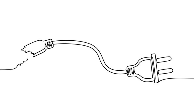Broken Power Cord and Plug - Disconnected Electricity Symbol