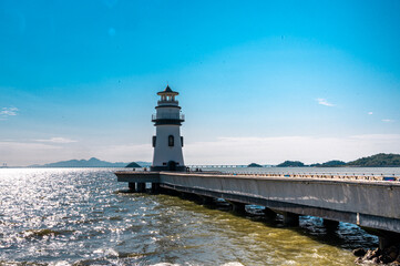 Fototapeta premium lighthouse on the coast of the sea