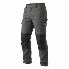 Fototapeta premium Men's tactical trousers with protective knee pads. Functional trousers with reinforced knee pads and multiple pockets. Workwear for outdoor activities, tourism and work. Side view, isolated.