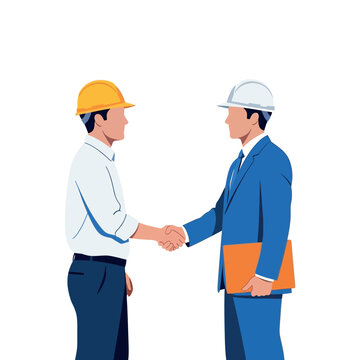 Business partnership two professionals shake hands in a modern illustration