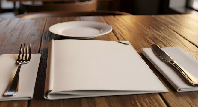 Table setting with napkin and cutlery.