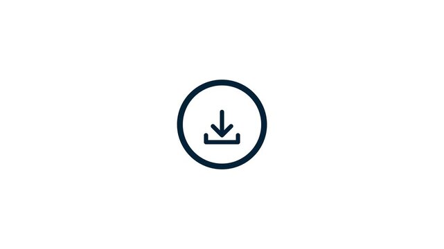 Black Loading icon with arrow down symbol for download animation on white background 4k animation